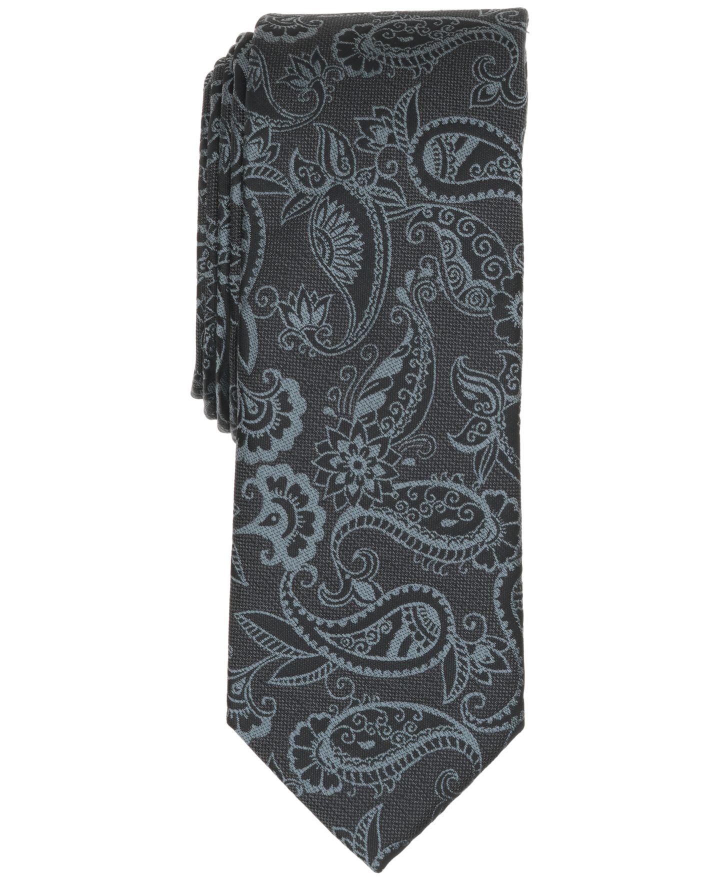 Мужской галстук Bar III Gunning Paisley Skinny Tie, цвет: Чёрный — фото 1