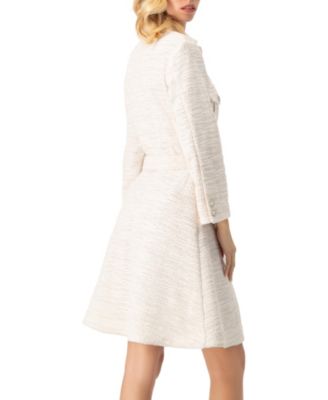 Women's Tweed Belted Button Down Dress