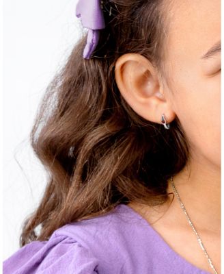 Girl's Sterling Silver 9mm Birthstone Huggie Hoops Earrings