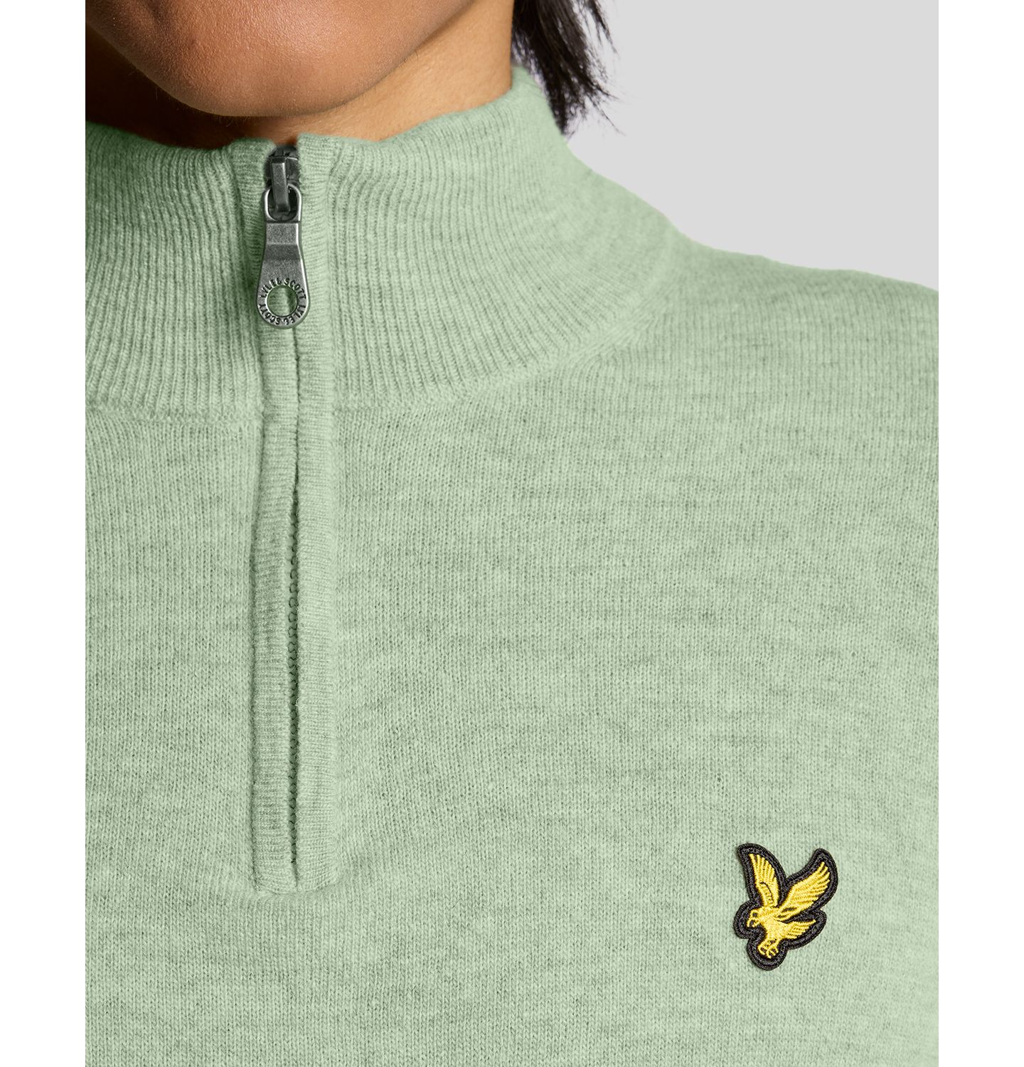 Мужской свитер Lyle & Scott Lambswool Blend Quarter Zip, цвет: Мятный меланжевый — фото 8