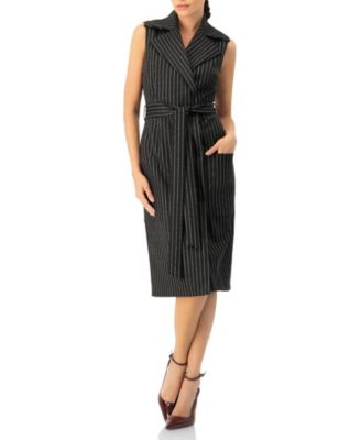 Women's Double-Breasted Striped Midi Dress