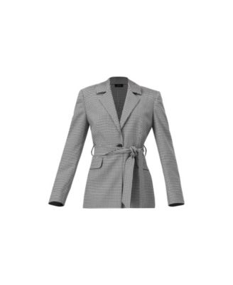 Women's Tailored Houndstooth Blazer with Belt