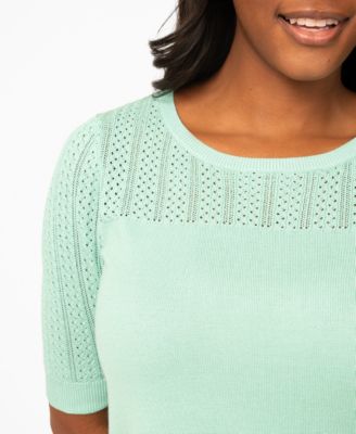 Petite Mixed Cable Round Hem Sweater