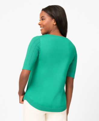 Petite Mixed Cable Round Hem Sweater