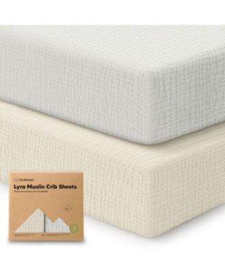 Lyra Muslin Crib Sheets for Boys, Girls, 2pk 52x28 Cotton Baby Crib Mattress Sheets Fitted, Soft, Breathable