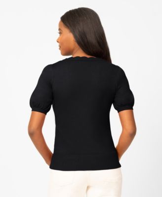 Women's Scalloped Short-Sleeve Sweater 
