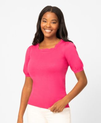 Women's Scalloped Short-Sleeve Sweater 