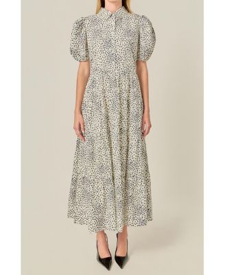 Women's Print Button Up Maxi Dress