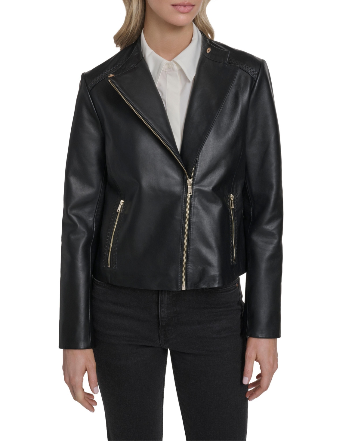 Cole Haan Women's Stand Collar Racer Jacket