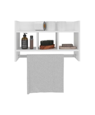 Franklin Bath Shelf with Towel Bar, Open Shelves, and Storage Space for Bathroom Items