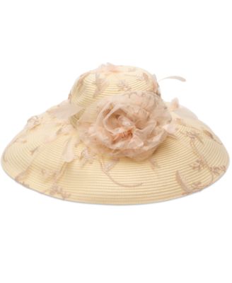 Butterfly Sheer Overlay Widebrim Hat