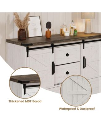 Farmhouse 4-Drawer Dresser, 45" Wooden Chest with Barn Doors, Rustic Storage Organizer Bedroom Dresser