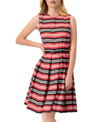 Women's Sleeveless Striped Fit & Flare Dress