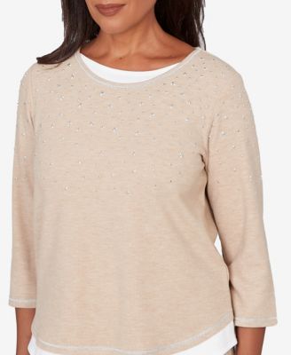 Petite Embellished Crewneck Top
