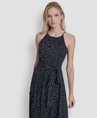 Women's Halter Fit And Flare Sleeveless Maxi Dress