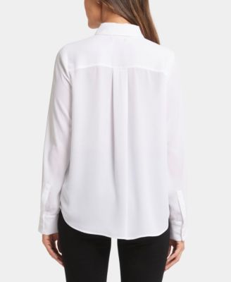 Women's Tuxedo Long Sleeve Collared Top