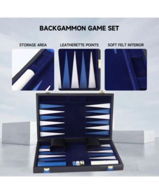 Premium Leather Backgammon Board Game Set, Backgammon Game Set with Leather Case