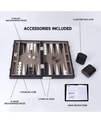 Premium Leather Backgammon Board Game Set, Backgammon Game Set with Leather Case