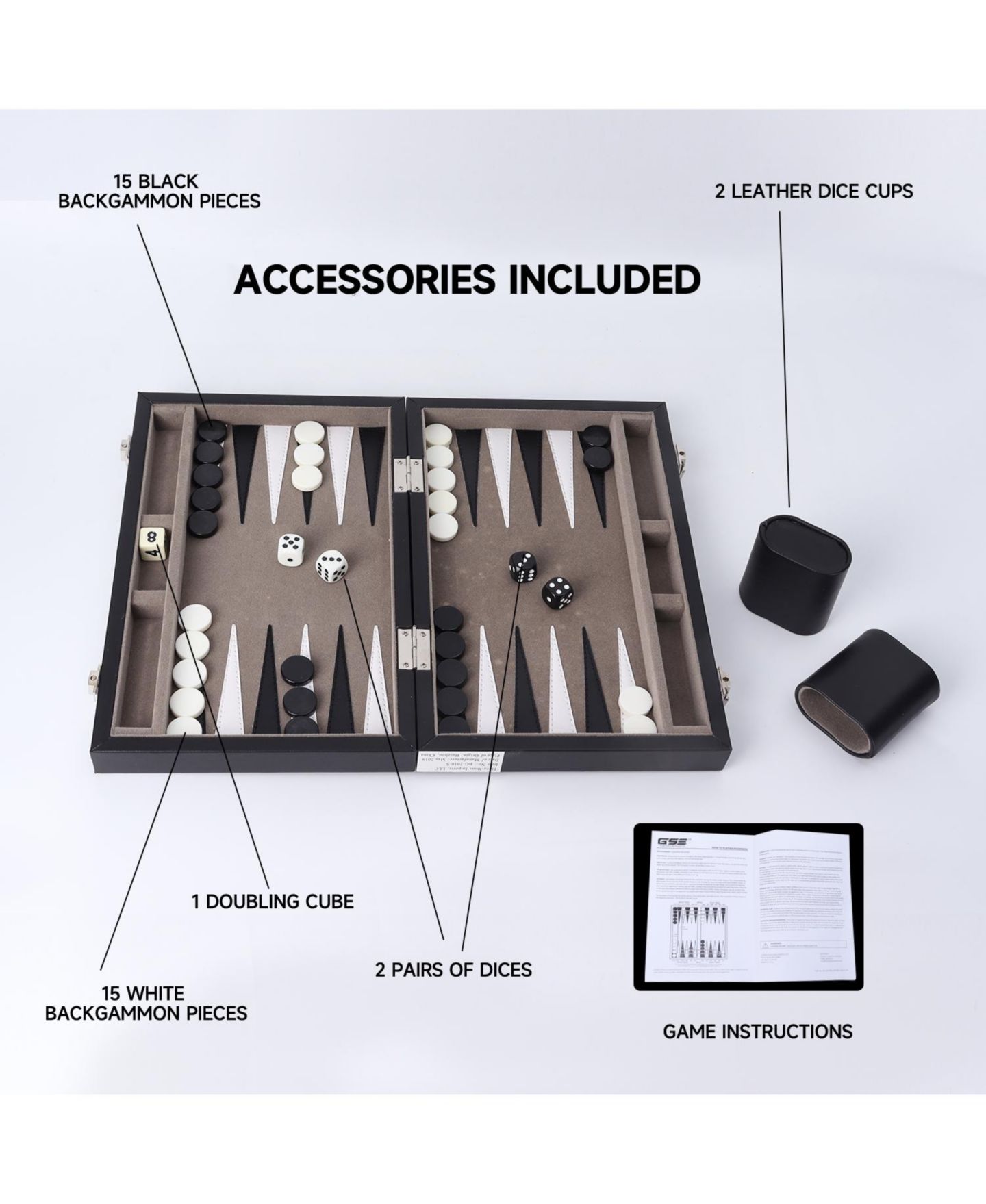 Детские настольные игры GSE Games & Sports Expert Backgammon Classica Leatherette Board Game Set, Ages 14+, цвет: Белый, вариант 1 — фото 3