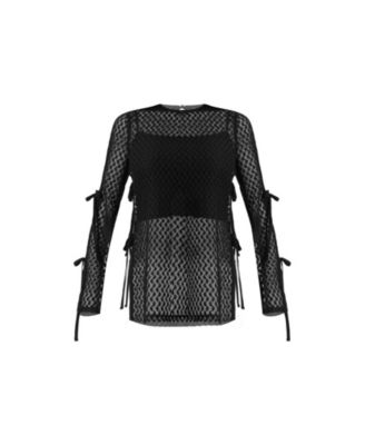 Women's Tie-Sleeve See Through Lace Blouse