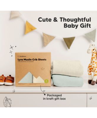 Lyra Muslin Crib Sheets for Boys, Girls, 2pk 52x28 Cotton Baby Crib Mattress Sheets Fitted, Soft, Breathable