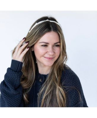 Women's Knotted Satin Headband - Ivory Pearl