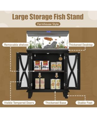 20 Gallon Aquarium Stand with Power Outlets & Cabinet,Farmhouse Tank Stand