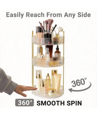 360&deg; Rotating Makeup Organizer - 3 Tier, Large Capacity, Easy Assembly, Durable ABS