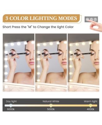 Vanity Mirror with Lights, Equipped with 17 Adjustable LED Lights, Featuring 3X Magnification, Smart Touch Controls with Three Adjustable Color