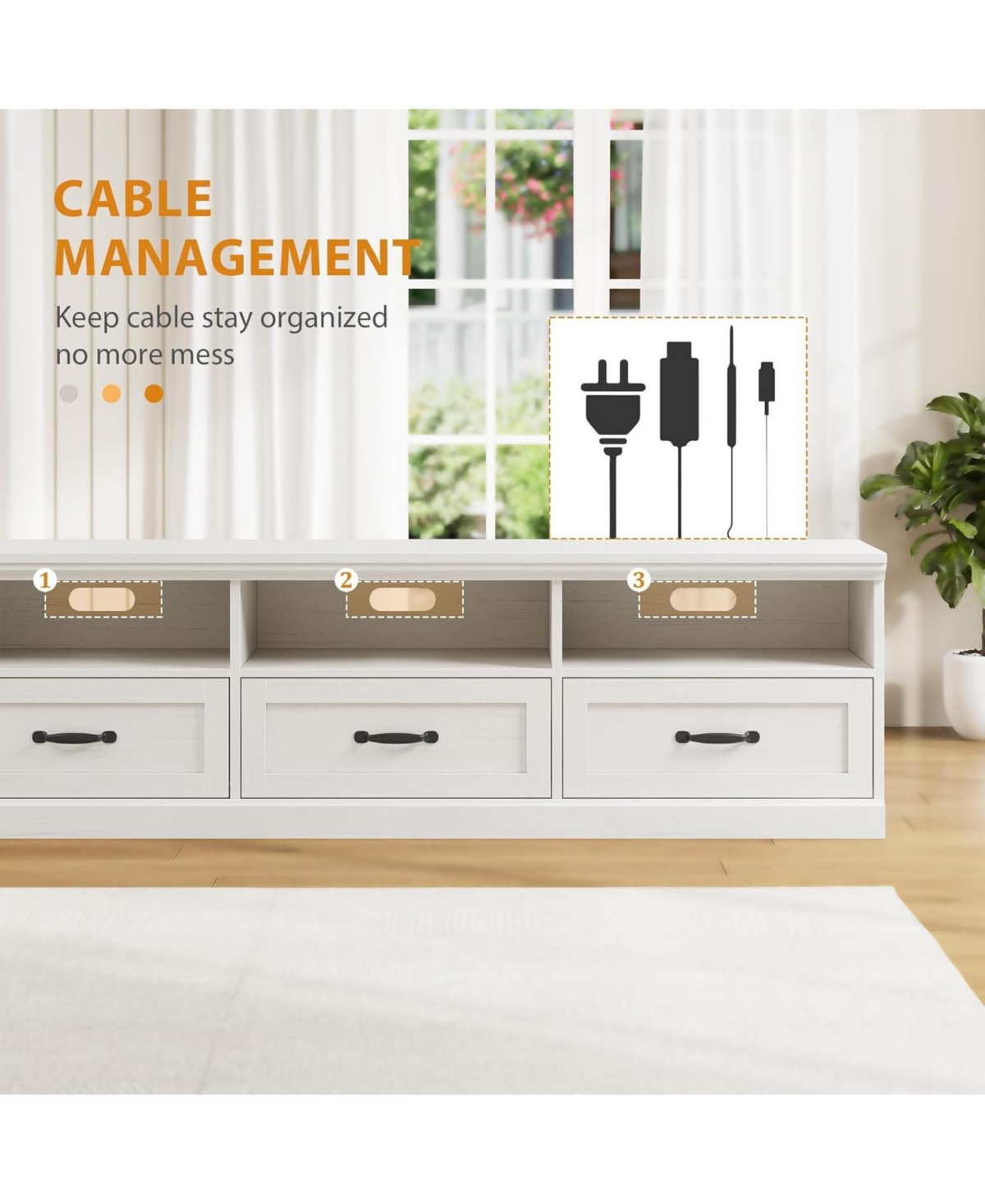 gaomon 70in Tv Stand for TVs up to 80", Mid Century Modern Entertainment Center with Storage Drawer and Open Shelves