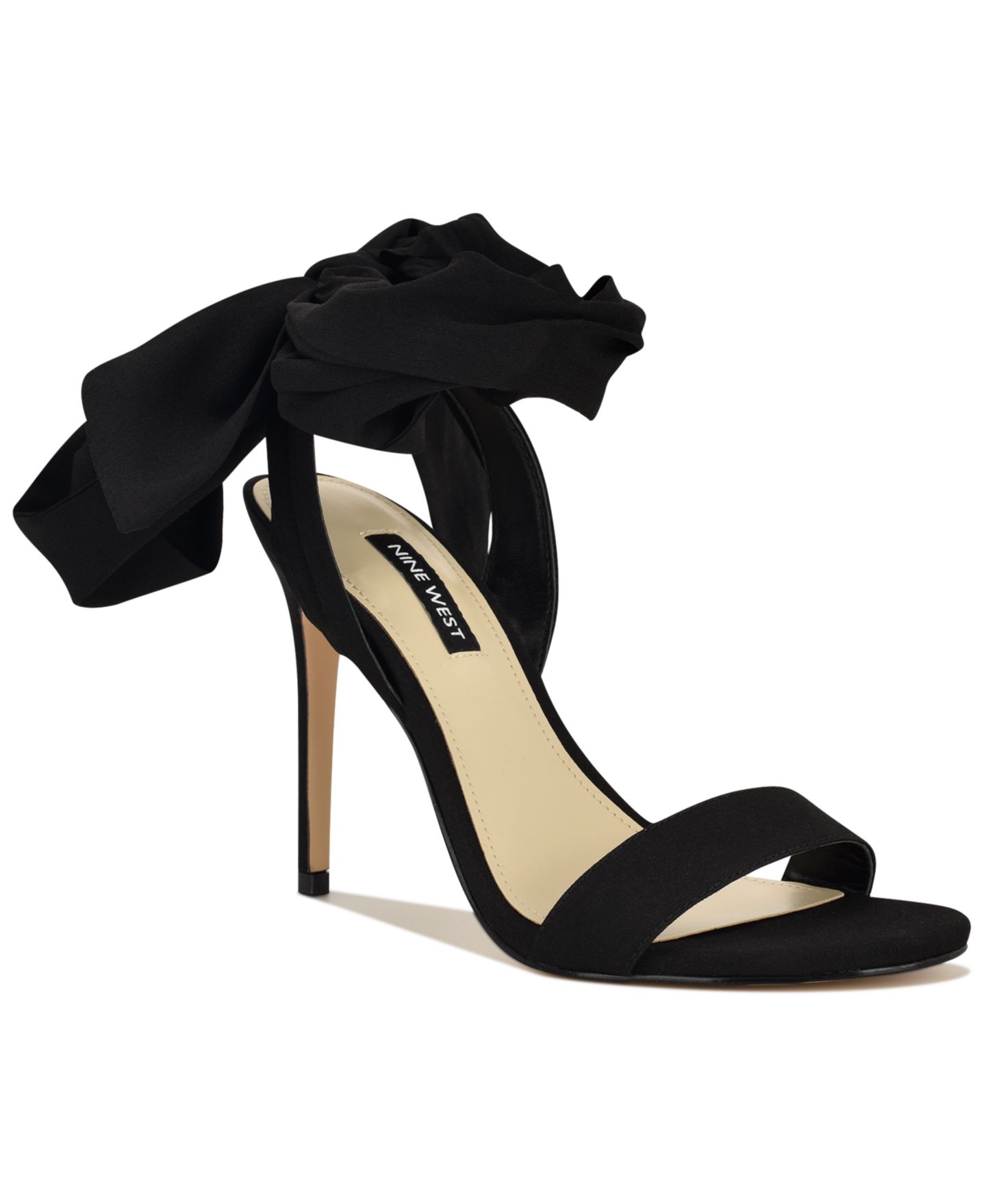 Женские сандалии Nine West Maddie Ankle Tie Wrap High Stiletto, цвет: Чёрный — фото 1