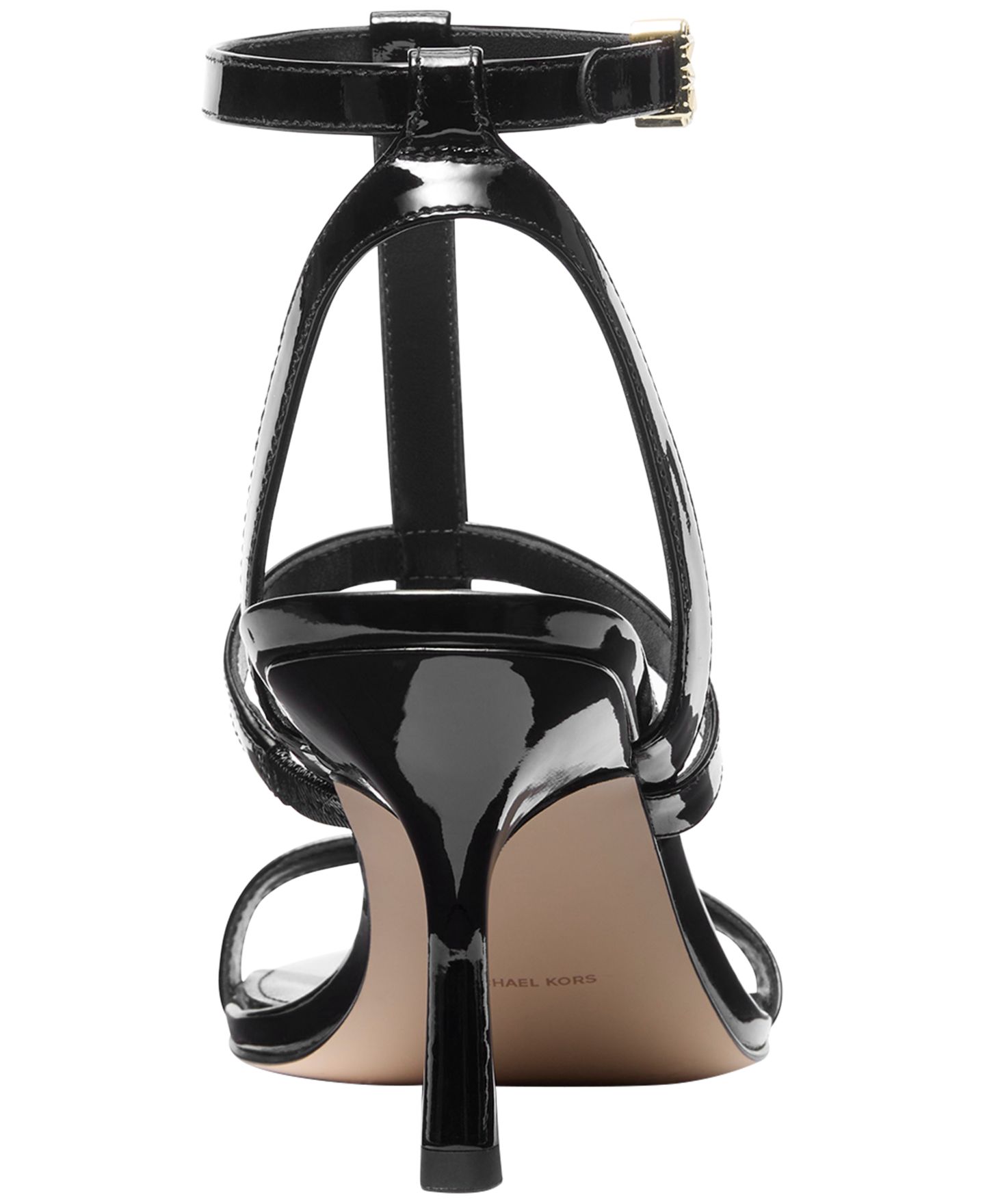 Женские сандалии Michael Kors Nara Mid T-Band Dress Sandals, цвет: Чёрный лаковый — фото 3
