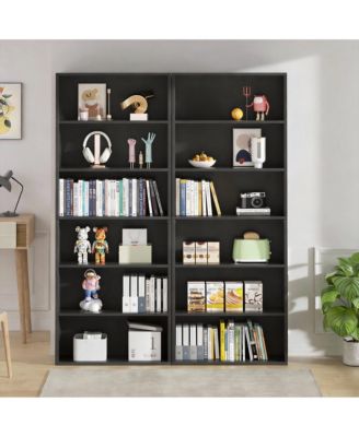6-Tier Wood Bookshelf for Home Office Living Room Bedroom