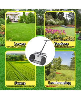 24 Inch Peat Moss Spreader Metal Mesh Compost Spreader T Shaped Handle for Lawn Garden Care Manure Seeding Planting