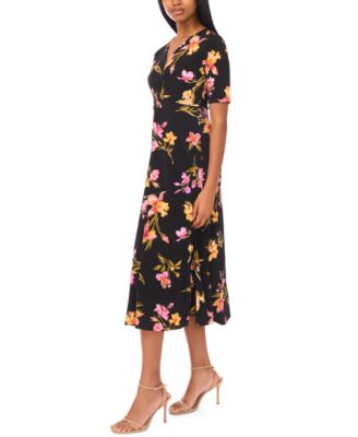 Women's V-Neck Twist Front Midi Dress