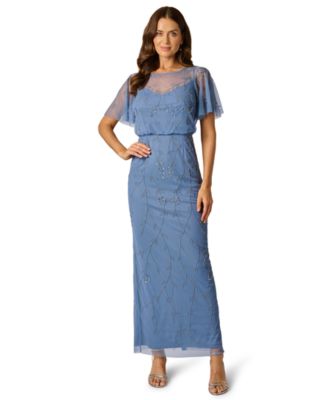 Women's Beaded Boat Neck Ball Gown