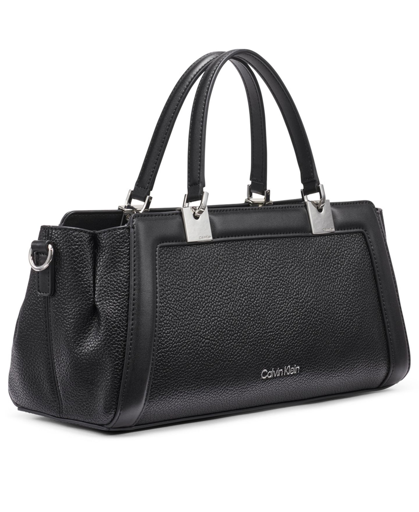 Женская сумка Calvin Klein Jean Top Zipper Satchel with Removable Hangoff, цвет: Чёрный / Серебряный — фото 3