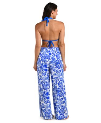 Women's Botanical Brocade Wide Leg Cover-Up Swim Pants