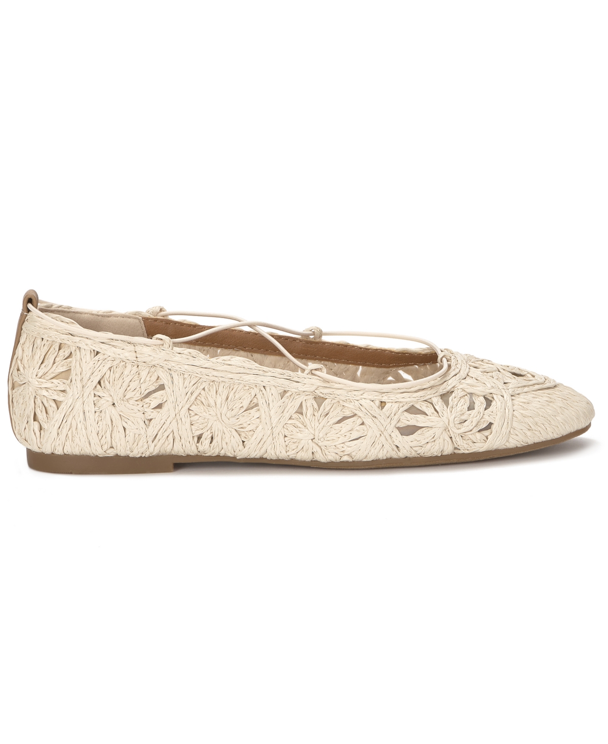 Lucky Brand Women's Tennyr Laced Criss-Cross Strap Raffia Ballet Flats