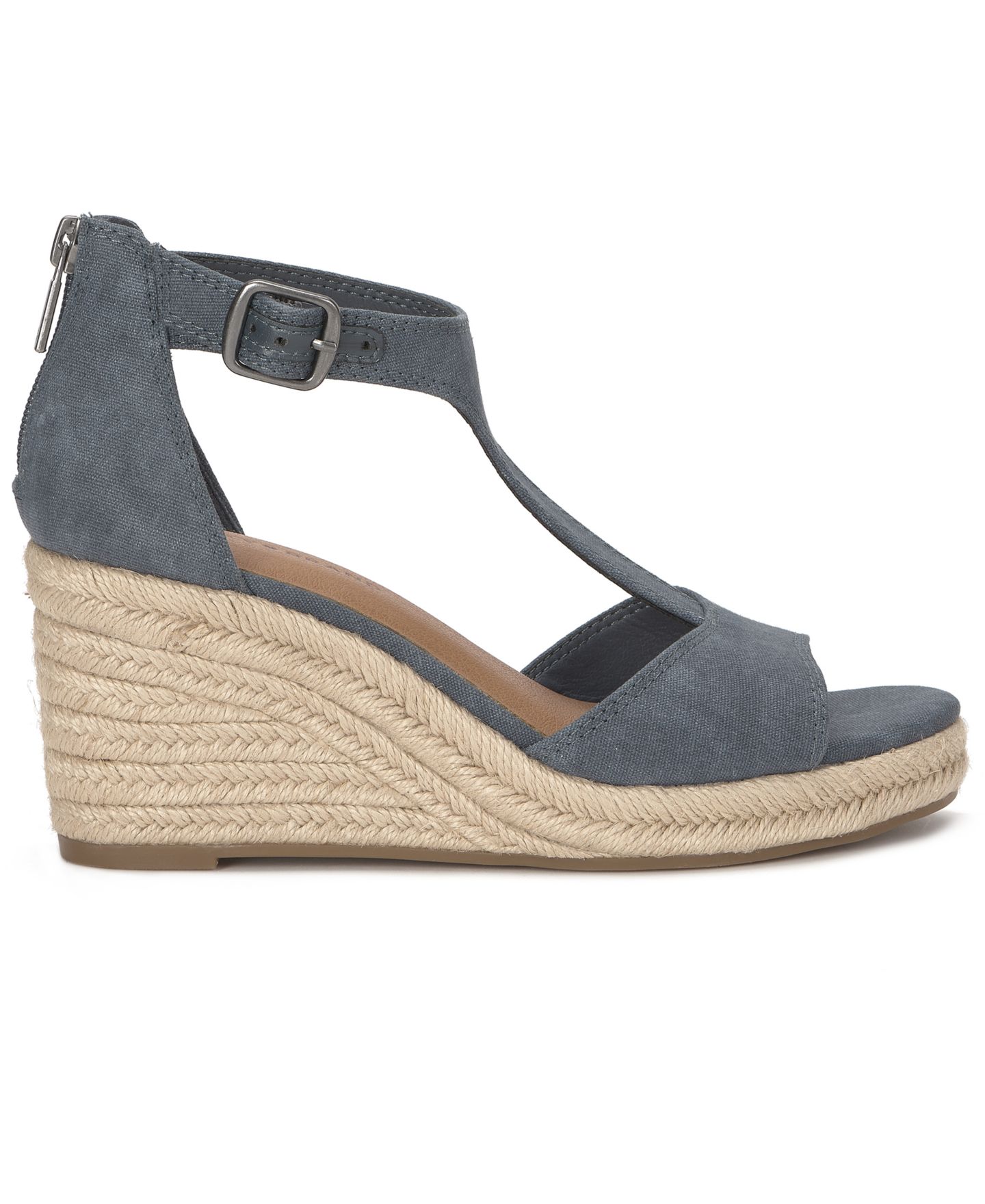 Женские сандалии Lucky Brand Cyleste T-Strap Espadrille Wedge, цвет: Тёмно-синий холщовый — фото 2