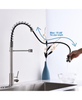 Kitchen Faucet, with Pull Down, Sprayer Single Hole Stainless Steel Sink Faucet, for Farmhouses, RV, Laundry Room, Outdoor, and Campers