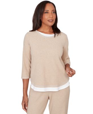 Petite Embellished Crewneck Top