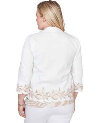 Petite Natural WonderLeaf Embroidered Shirt Jacket