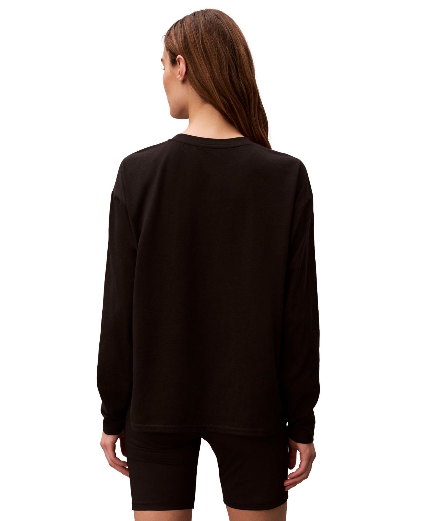 Женская футболка Calvin Klein Performance Classic-Fit Long-Sleeve T-Shirt, цвет: Чёрный — фото 5