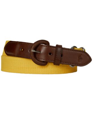 Men's Webbed Cotton & Leather Belt