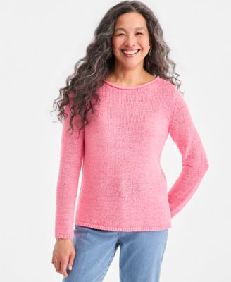 Women's Petite Boat Neck Tape Yarn Sweater