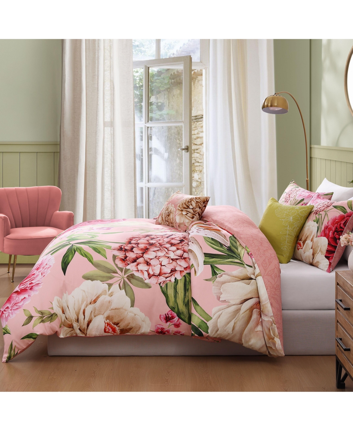 Bebejan Spring Forever Bedding 100% Cotton Sateen 5 Piece King Size Reversible Comforter Set