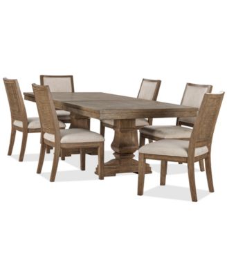 Alverton 7-Pc. Wood Rectangular Table and 6 Upholstered Side Chairs Dining Set