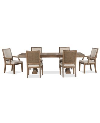 Alverton 7-Pc. Wood Rectangular Table and Upholstered Side Chairs and Arm Chairs Dining Set