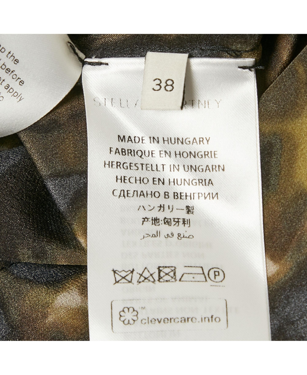 Pre-Owned Stella Mccartney Women's Green Abstract Print Silk Flare Dress